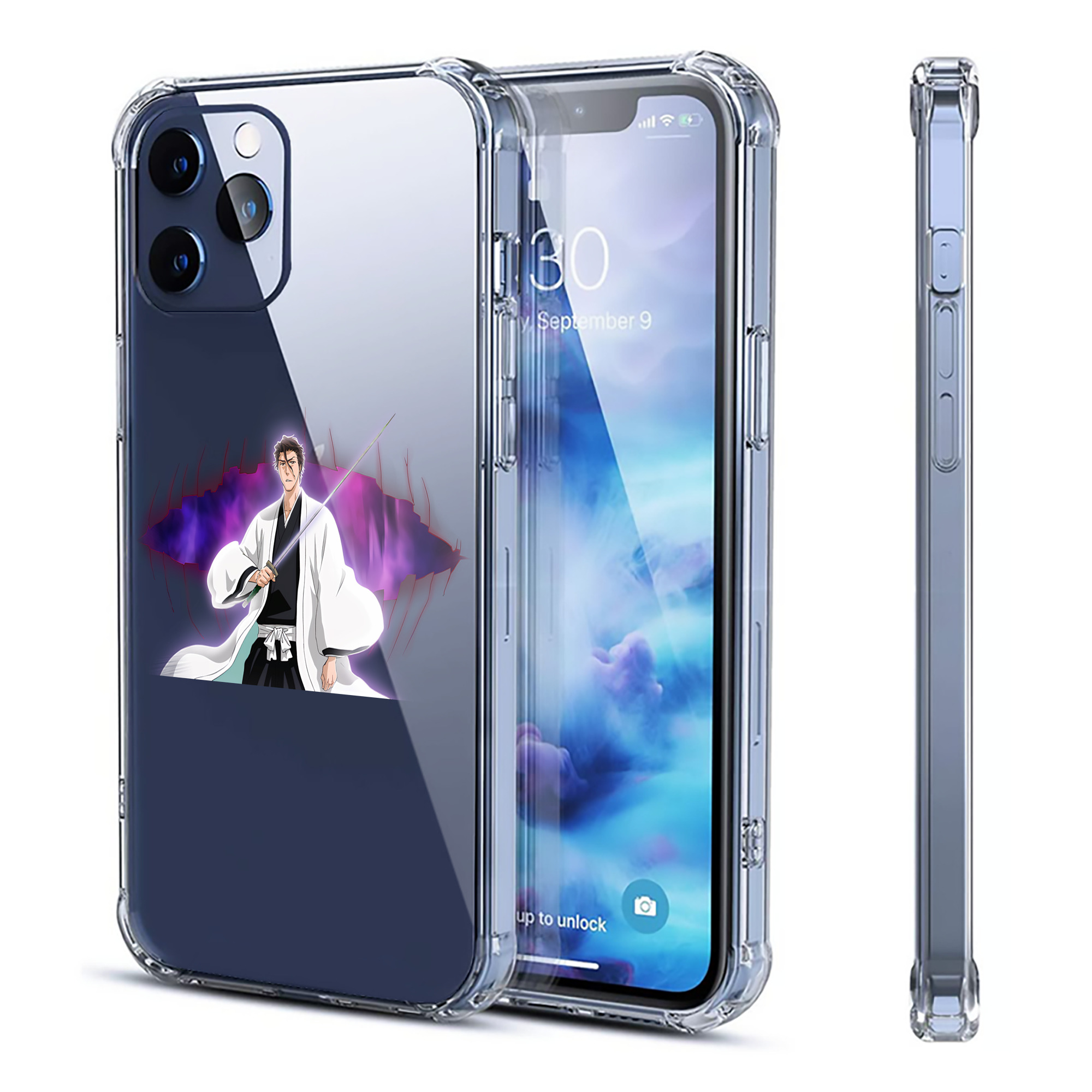 （画像用） ブリーチ 藍染 惣右介（あいぜん そうすけ） BLEACH Aizen Sousuke 【iPhone 12シリーズ対応】透明スマホケース（クリアソフトケース）